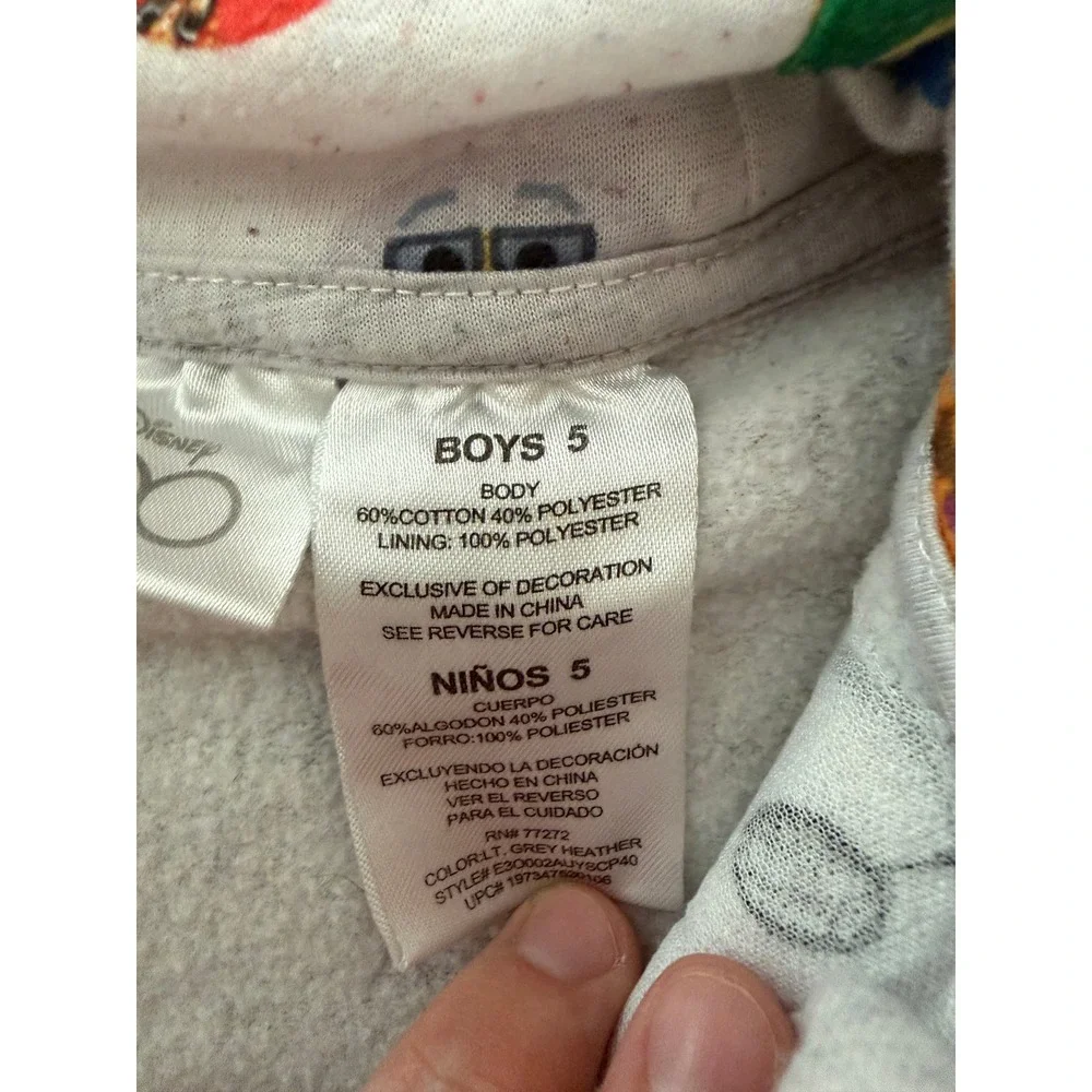 Disney 100 Boys Grey Lightning McQueen Boo Dory Zip Up Hoodie Size 5